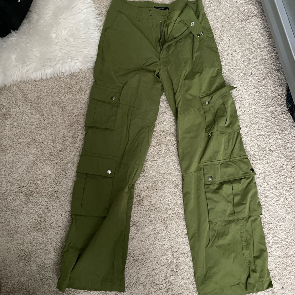 Forever 21 Olive Green Straight Leg Jeans